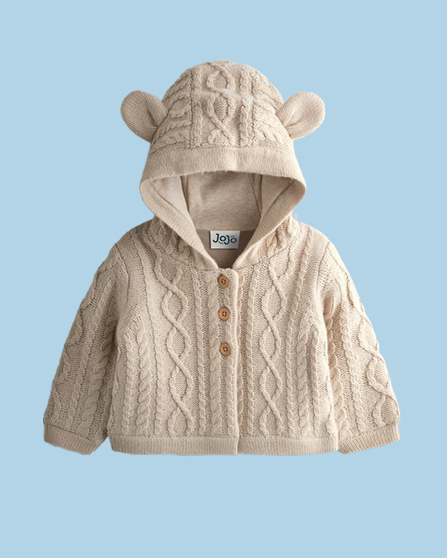 Cream Bear Cable Knit Cardigan